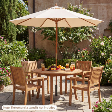 Patio Sunshade Umbrella with Pulley Lift and Bamboo Ribs