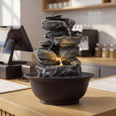 Tabletop Water Fountain with LED Light for Home Office