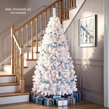 150/180 cm Artificial Christmas Tree w/ 8 Lighting Effects, White Christmas Tree