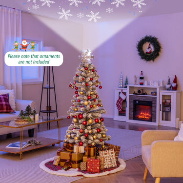 150/180 cm Artificial Xmas Tree with Snowflake Topper and Projection Light