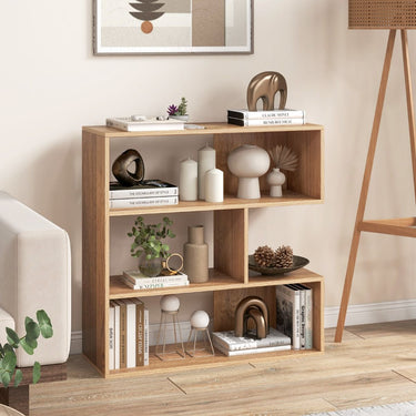 Concave/Convex Bookshelf with Anti-Toppling Device for Living Room, Bedroom, Study, Office