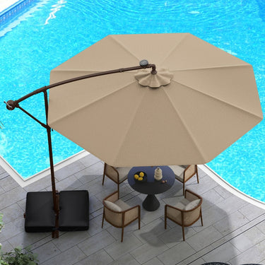 Cantilever Umbrella with 32 LED Lights and Solar Panel Batteries