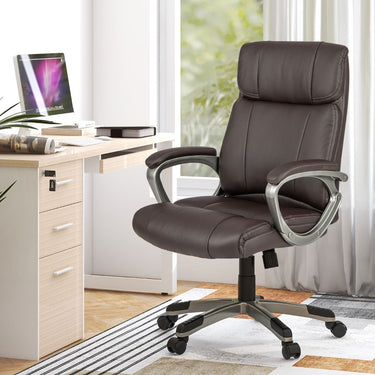 PU Leather Computer Desk Chair with Rocking Function and Adjustable Height for Office