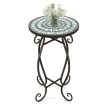 Mosaic Outdoor Side Table with Weather Resistant Ceramic Tile Tabletop