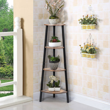 4-Tier Corner Bookshelf for Books & Plants