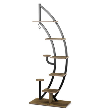 6-Tier Metal Curved Half Moon Shape Plant Stand Rack with Top Hook - PatiojoyAU