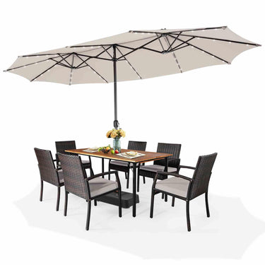 480cm Double-Sided Patio Umbrella w/Auto-Charging Solar Panel & 48 Solar Lights - PatiojoyAU