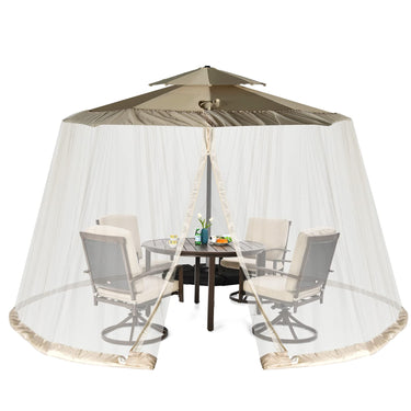 Umbrella Mosquito Netting, Patio Umbrella Mesh Screen W/ 2 Double-Zippered Doors - PatiojoyAU