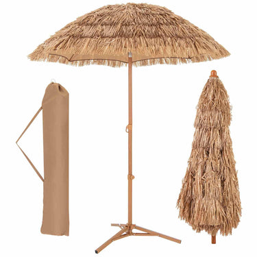 2M Thatched Tiki Umbrella w/Foldable Stand, Hawaiian Style Beach Umbrella - PatiojoyAU