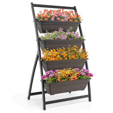 124cm Vertical Raised Garden Bed 4-Tier Elevated Planter Box w/Drainage Holes,