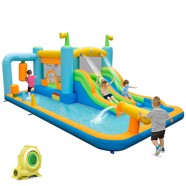 Water Slide with Dual Slides and Boxing Sandbag for Kids Aged 3-10 Years