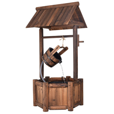 Garden Rustic Wishing Well Water Fountain Wooden Electric Backyard Pump Outdoor - PatiojoyAU