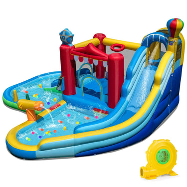 Inflatable Water Park, Water Slide w/Splash Pool, Water Cannon