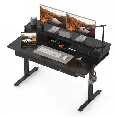 Electric Standing Desk 140cm w/Monitor Stand&Drawers