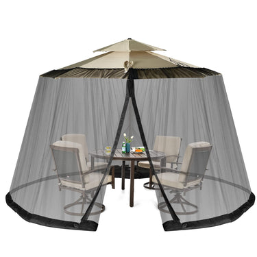 Umbrella Mosquito Netting, Patio Umbrella Mesh Screen W/ 2 Double-Zippered Doors - PatiojoyAU