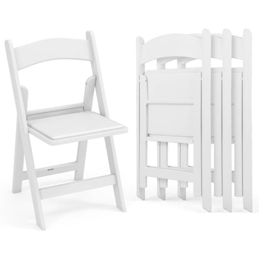 4 Pack Resin Folding Chairs, Portable Patio Chairs w/Padded Seat, All-Weather Resin Frame - PatiojoyAU