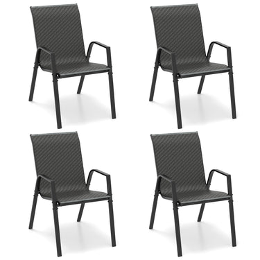 Patio Rattan Chairs Set of 4, Stackable Dining Chair Set with Wicker Woven Backrest & Seat - PatiojoyAU