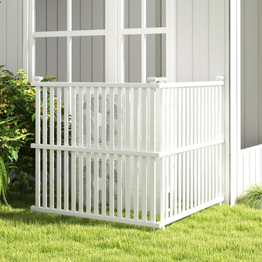 Air Conditioner Fence Panel, 114 x 114 cm Privacy Screen with Metal Ground Stakes - PatiojoyAU