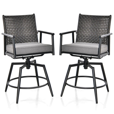 360° Swivel Bar Stool Set of 2, Counter Height Bar Chair with Metal Frame - PatiojoyAU