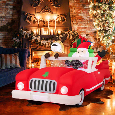 2.35M Long Christmas Inflatable Santa Claus with Gift Bag and 9 LED White Lights