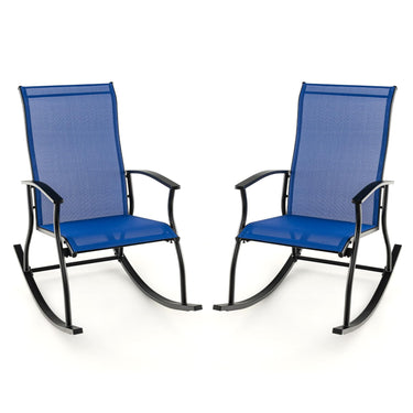 2 Pieces Outdoor Rocking Chairs, Patio Cozy Rockers w/Breathable Backrest - PatiojoyAU