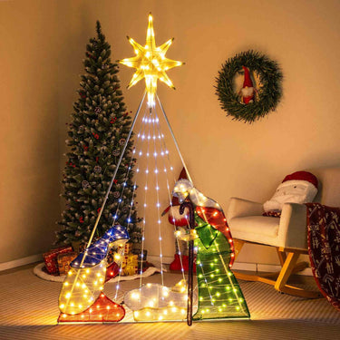 180CM Lighted Nativity Scene with 240 LED Lights and Ground Stakes