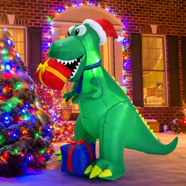 180 CM Christmas Inflatable Dinosaur with LED Lights for Yard & Deck