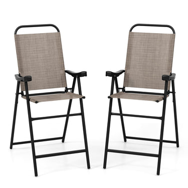 2-Piece Patio Bar Chair Set, Folding Bar Stool Set of 2, High Top Patio Bar Chair with Metal Frame & Footrest - PatiojoyAU