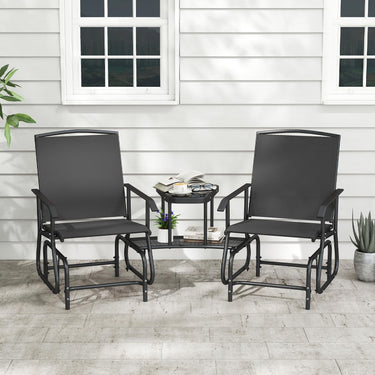 2-Seater Outdoor Glider Bench w/ 2-Tier Center Table Patio Rocking Loveseat