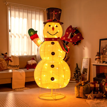 180 CM Lighted Christmas Snowman with Metal Stand and 200 Colorful LED Lights