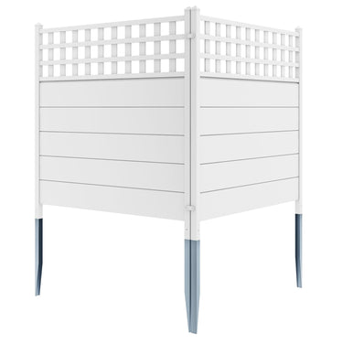 Air Conditioner Fence Panels, 114 x 115 cm Vinyl Picket Fence with Metal Ground Stakes - PatiojoyAU
