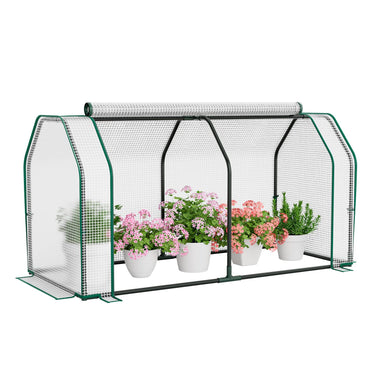 Portable Mini Greenhouse, Plant Greenhouse Tent with Roll-Up Zippered Door - PatiojoyAU