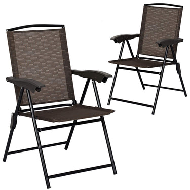 2/4 PCS Patio Folding Chairs, Adjustable Backrest Chairs with Armrest, Portable Deck Lounge Chairs with Steel and Textilene - PatiojoyAU