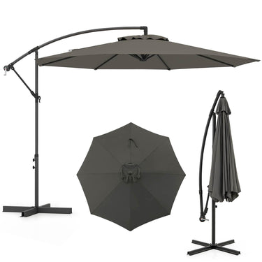 3m Patio Cantilever Umbrella with Tilt Adjustment Crossed Base and Crank Handle