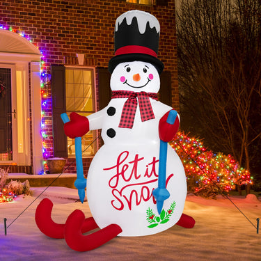 185CM Christmas Inflatable Illuminated Skiing Snowman for Yard