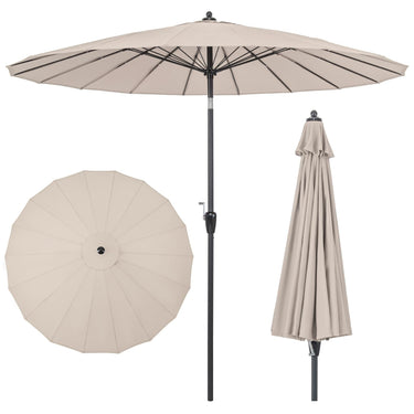 2.7M Round Patio Umbrella, Outdoor Market Umbrella w/ 18 Fiberglass Ribs, Push Button Tilt, Crank - PatiojoyAU