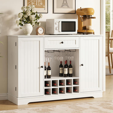 120cm Sideboard Cabinet with Door Shelves Wine Rack and Drawer for Kitchen