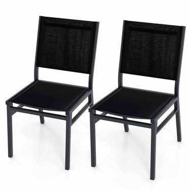 2 Pieces Outdoor Dining Chairs, Patio Armless Chair w/Breathable Seat & Backrest - PatiojoyAU