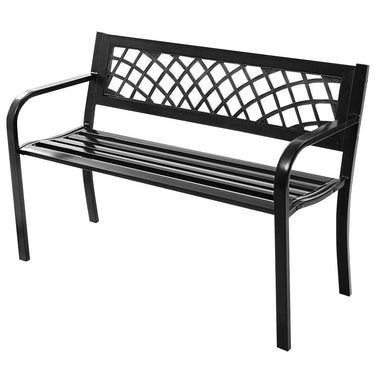 Garden Bench, Metal Park Bench, Metal Bench for Terrace & Balcony, 116 x 50 x 75cm, Black - PatiojoyAU