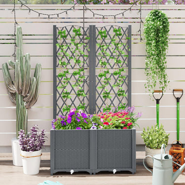 Raised Garden Bed with Trellis, Elevated Planter Box