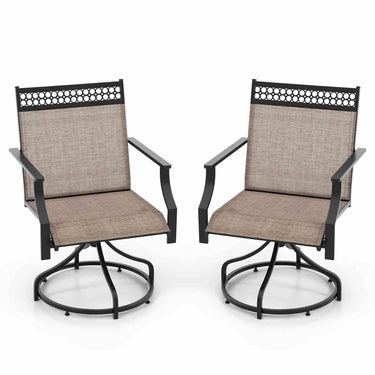 180KG Patio Swivel Dining Chairs Set of 2, Outdoor Patio Chairs with Heavy-Duty Metal Frame and Armrests - PatiojoyAU