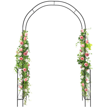 Metal Garden Arch, 240 cm Backdrop Stand for Various Climbing Plants, Assembly Freely Pergola Arbor - PatiojoyAU