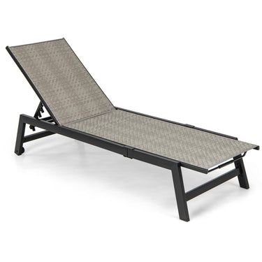 Patio Galvanized Steel Chaise Lounge with Wheels, 180 KG Max Load Outdoor PE Rattan Recliner Chair - PatiojoyAU