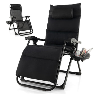 Adjustable Metal Zero Gravity Lounge Chair with Removable Cushion and Cup Holder Tray - PatiojoyAU