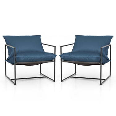 2 Pieces Sling Accent Chair, Indoor Outdoor Leisure Chair w/Seat & Back Cushions - PatiojoyAU