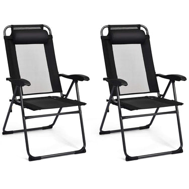2PCS Patio Folding Chairs, Adjustable Recliner Chairs with Headrest - PatiojoyAU