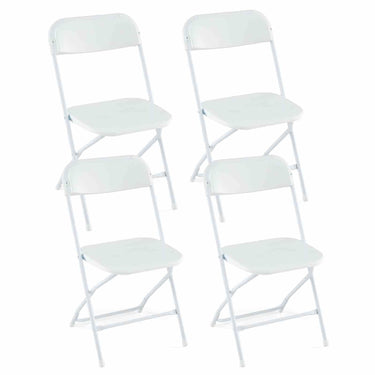 4 Pack Metal Folding Chairs, Portable Patio Chairs w/Plastic Seat & Back, Heavy-Duty Metal Frame - PatiojoyAU