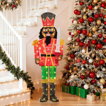 157CM Lighted Christmas Nutcracker with Glitter Sword and 100 LED Lights