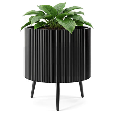 35/42/49.5cm Plant Pot with Stand, Mid-Century Modern Fluted Planter