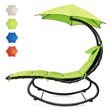 Hammock Lounger Chair with Shade Canopy, Outdoor Rocking Chair Powder-Coated Steel & Waterproof Fabric - PatiojoyAU
